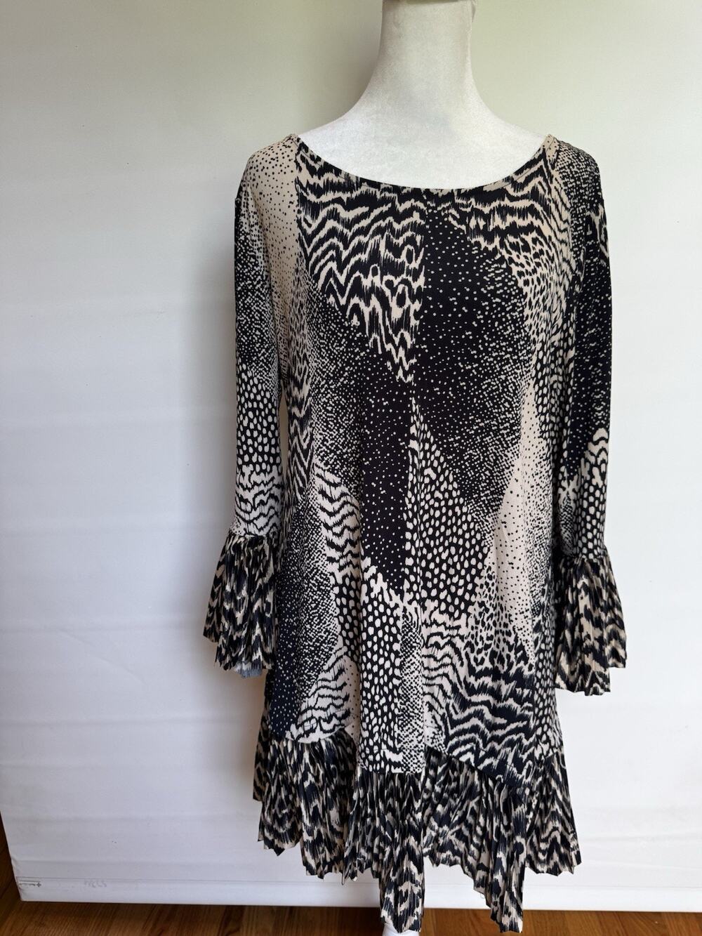 Alfani Animal Print Ruffle Hem Shift Dress Size M